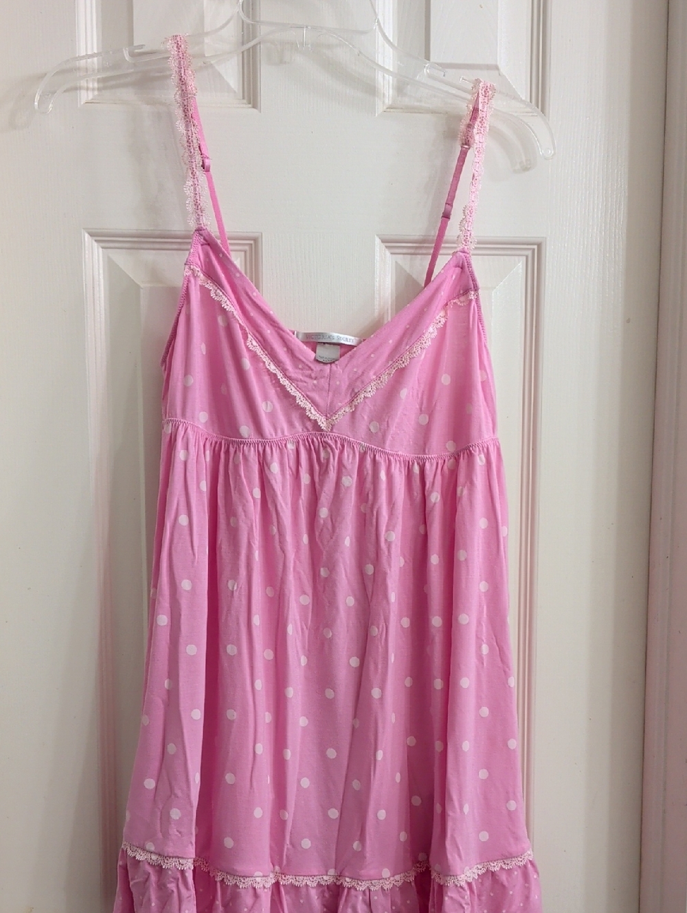Victoria's Secret Pink Polka Dot Lace-Trim Chemise
